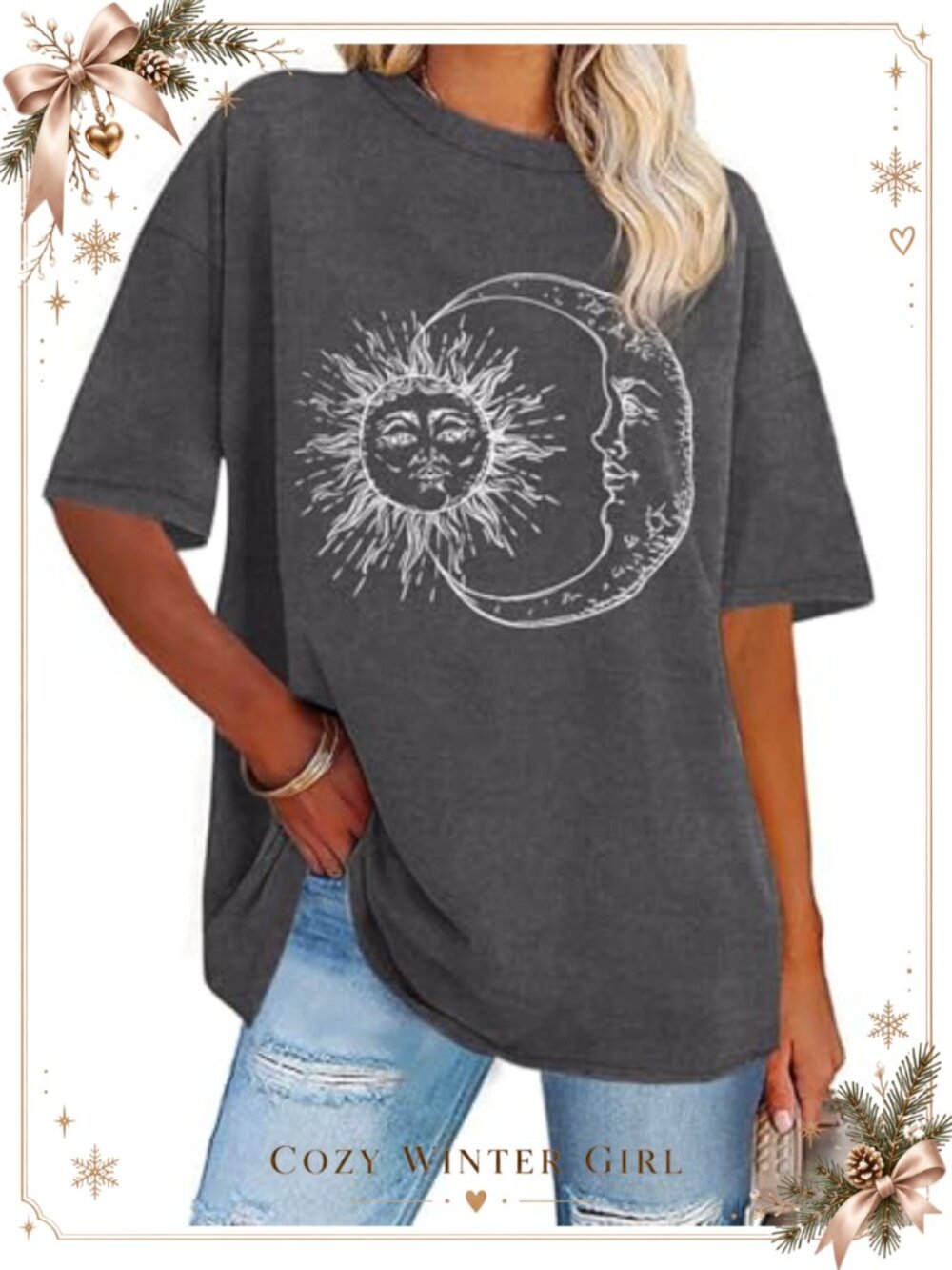 Oversized T-Shirt Short Sleeve Boyfriend Graphic Tee Summer Top